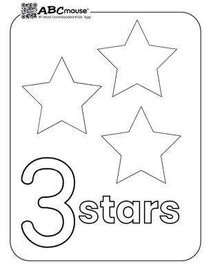 Free printable number three stars coloring page from ABCmouse.com. 