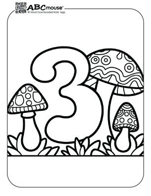 Free printable number three toad stools coloring page from ABCmouse.com. 