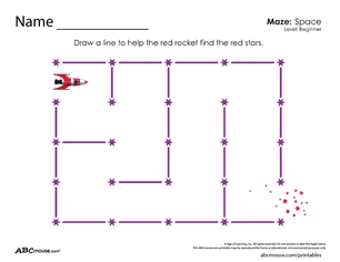 Free printable space maze worksheet from ABCmouse.com. 