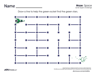 Free printable space maze worksheet from ABCmouse.com. 