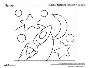 Free printable space rocket coloring worksheet from ABCmouse.com. 