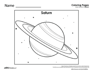 Free printable saturn coloring worksheet from ABCmouse.com. 