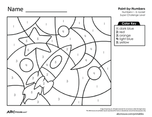 Free printable space rocket coloring worksheet from ABCmouse.com. 