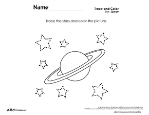 Free printable trace the stars coloring worksheet from ABCmouse.com. 