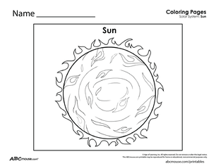 Free printable sun coloring worksheet from ABCmouse.com. 