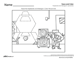 Free printable trace the spaceship coloring worksheet from ABCmouse.com. 