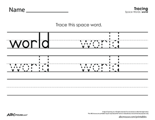 Free printable trace the word worksheet from ABCmouse.com. 