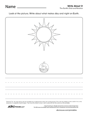 Free printable space writing worksheet from ABCmouse.com. 