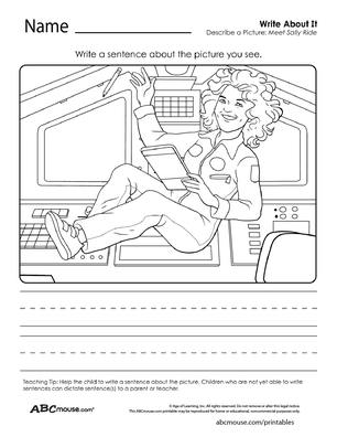 Free printable space writing worksheet from ABCmouse.com. 