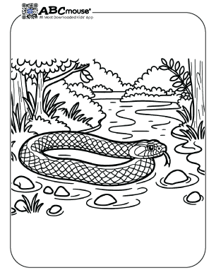 Free printable snake coloring page for kids from ABCmouse.com. 