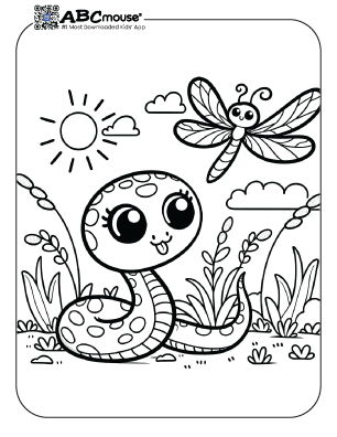 Free printable snake coloring page for kids from ABCmouse.com. 