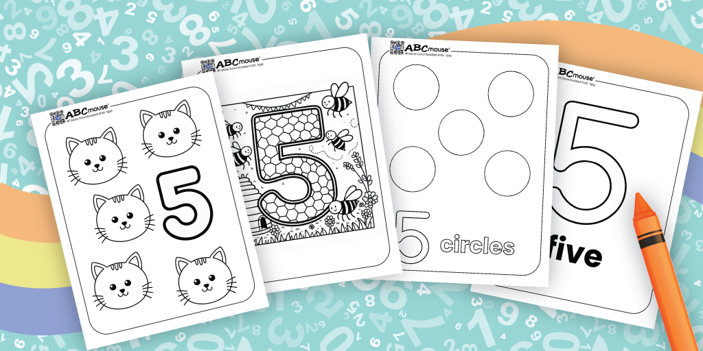 Free printable number five worksheets from ABCmouse.com. 