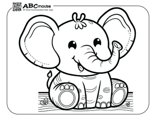 Free printable elephant with big ears coloring page from ABCmouse.com. 