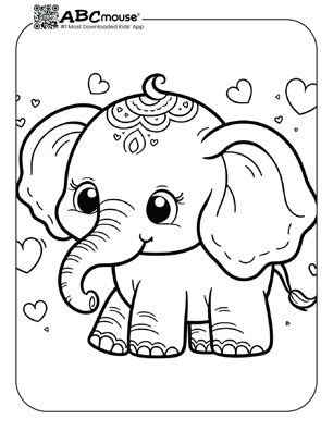 Free printable cute elephant coloring page from ABCmouse.com. 