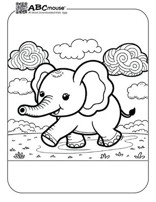 Free printable elephant coloring page from ABCmouse.com. 