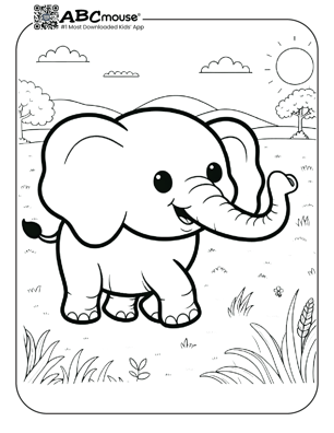 Free printable elephant coloring page from ABCmouse.com. 