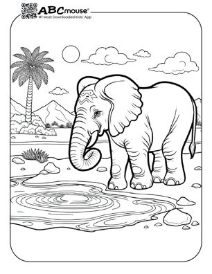 Free printable realistic elephant coloring page from ABCmouse.com. 