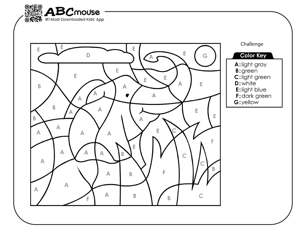 Free printable elephant color by letter coloring page from ABCmouse.com. 