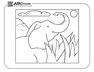 Free printable very simple toddler elephant coloring page from ABCmouse.com. 