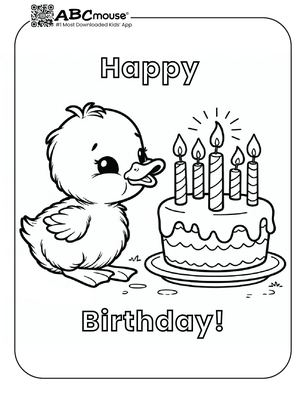 Free printable Happy Birthday duck coloring page for kids from ABCmouse.com. 