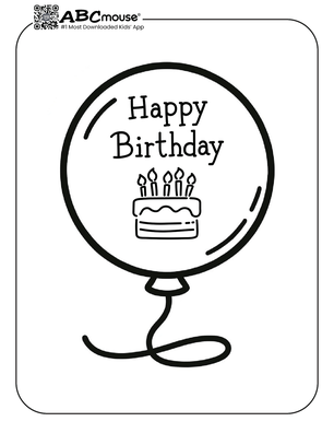 Free printable Happy Birthday balloon coloring page for kids from ABCmouse.com. 