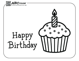 Free printable Happy Birthday cupcake coloring page for kids from ABCmouse.com. 