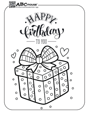 Free printable Happy Birthday present coloring page for kids from ABCmouse.com. 