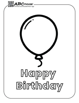 Free printable Happy Birthday balloon coloring page for kids from ABCmouse.com. 