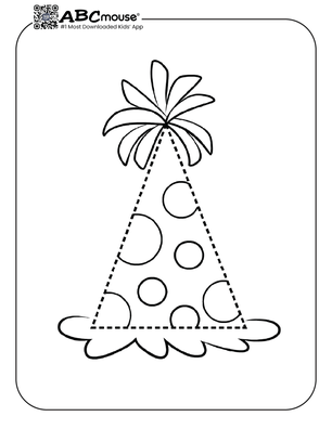 Free printable Happy Birthday hat coloring page for kids from ABCmouse.com. 