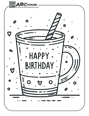 Free printable Happy Birthday drink coloring page for kids from ABCmouse.com. 