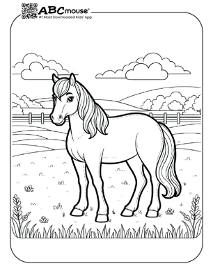 Free printable realistic looking horse coloring page from ABCmouse.com. 