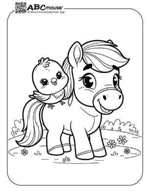 Free printable cartoon horse coloring page from ABCmouse.com. 