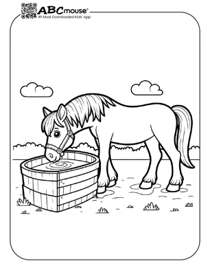 Free printable horse drinking coloring page from ABCmouse.com. 