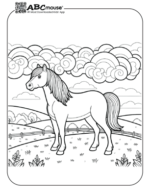 Free printable horse coloring page from ABCmouse.com. 