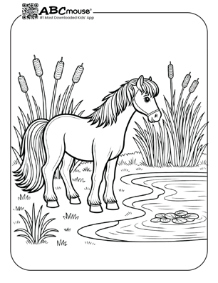 Free printable horse coloring page from ABCmouse.com. 