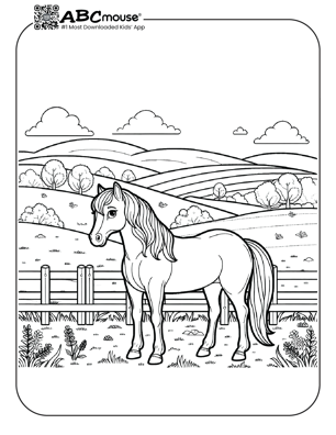 Free printable horse coloring page from ABCmouse.com. 