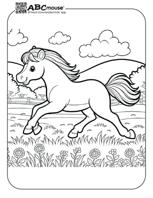 Free printable horse coloring page from ABCmouse.com. 