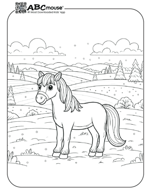 Free printable horse in field coloring page from ABCmouse.com. 