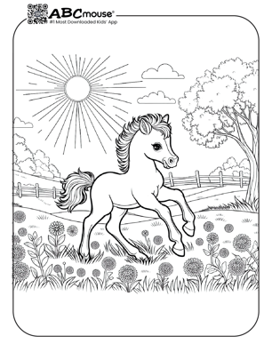 Free printable baby horse coloring page from ABCmouse.com. 