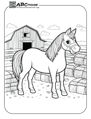 Free printable horse on a farm coloring page from ABCmouse.com. 