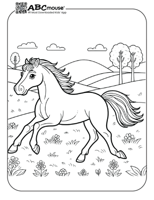 Free printable horse running coloring page from ABCmouse.com. 