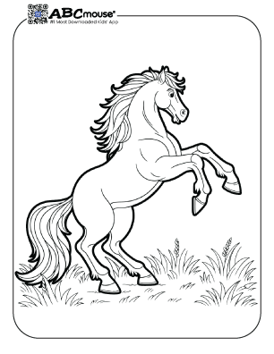 Free printable horse rearing coloring page from ABCmouse.com. 