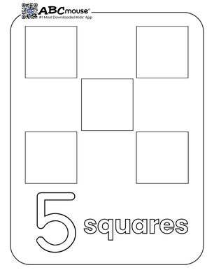 Free printable number five squares coloring page from ABCmouse.com. 