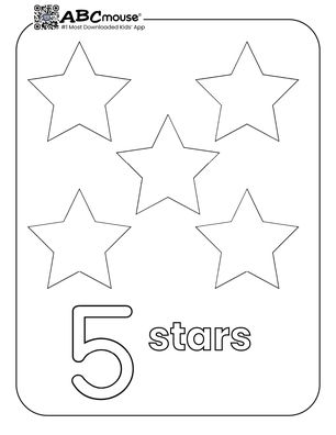 Free printable number five stars coloring page from ABCmouse.com. 