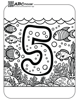 Free printable number five fish coloring page from ABCmouse.com. 