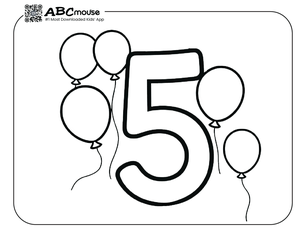 Free printable number five balloons coloring page from ABCmouse.com. 