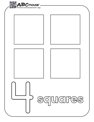 Free printable number four squares coloring page for kids from ABCmouse.com. 