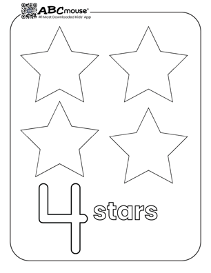 Free printable number four stars coloring page for kids from ABCmouse.com. 