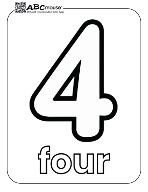 Free printable number four coloring page for kids from ABCmouse.com. 