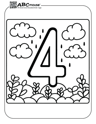 Free printable number four clouds coloring page for kids from ABCmouse.com. 